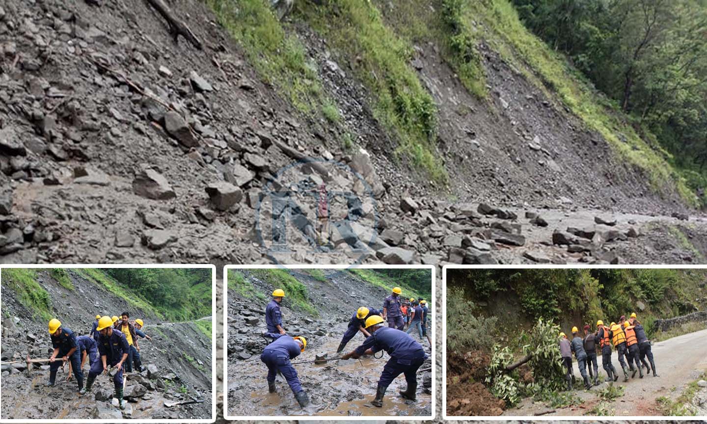 सडकमा खसेको पहिरो प्रहरीले हटाएपछि अवरुद्ध सडक सूचारु