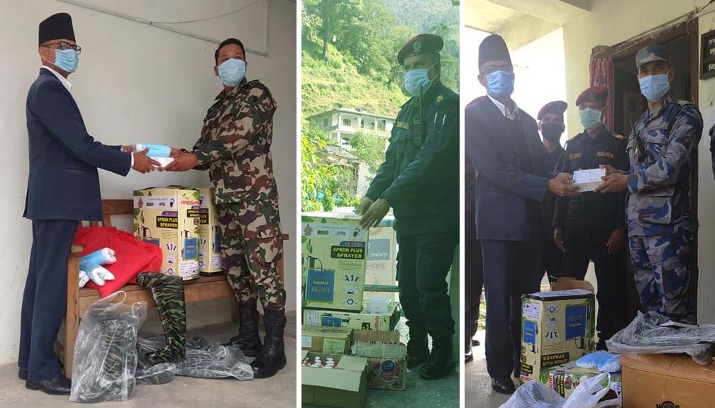 सुरक्षाकर्मीलाई सुरक्षा सामाग्री हस्तान्तरण