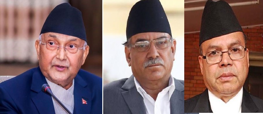 बालुवाटारमा ओली, प्रचण्ड र झलनाथ खनालबीच छलफल