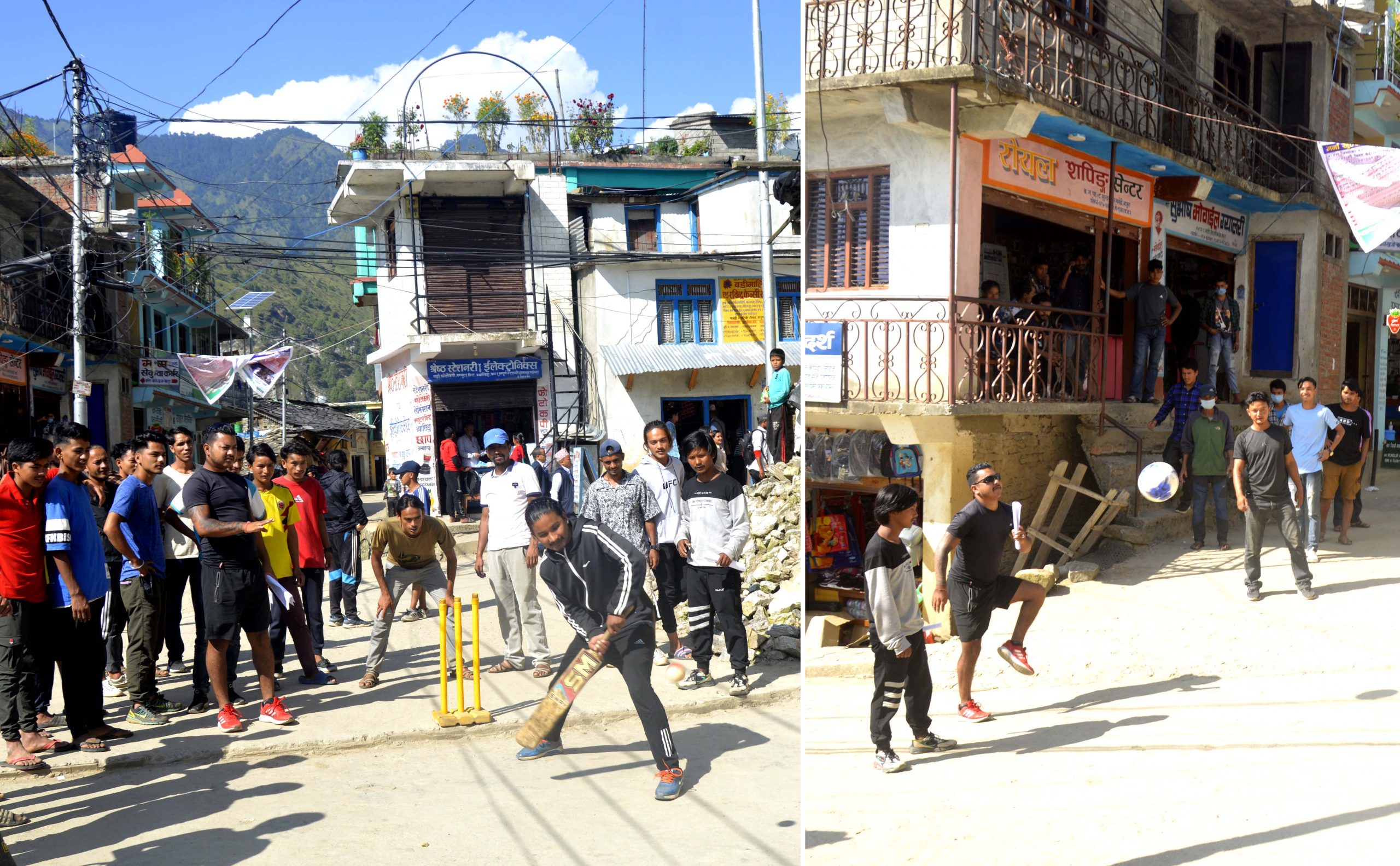 खेल मैदान नभएपछि विच सडकमै चल्यो खेल