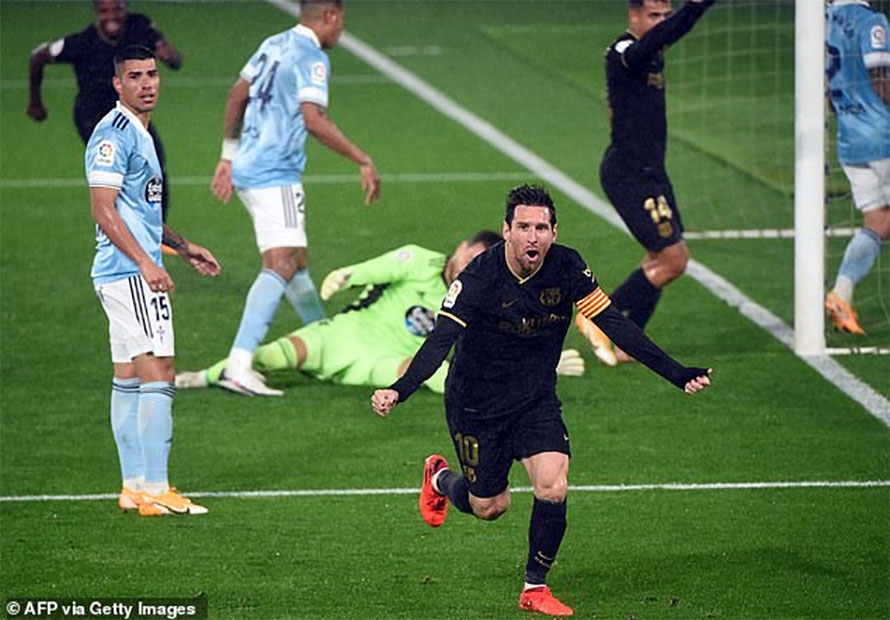 १० खेलाडीमा झरेर पनि बार्सिलोनाको शानदार जित