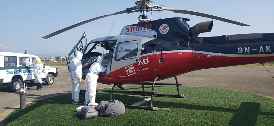 एक महिनामा २९ कोरोनाका बिरामीको हवाई उद्धार