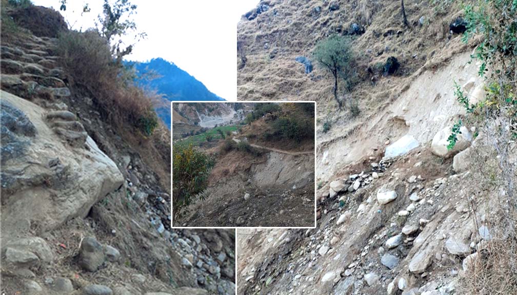 भत्केको बाटो मर्मत नहुँदा स्थानीयलाई आवत जावतमा समस्या