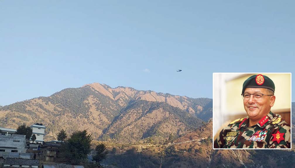 सिभिल हेलिकप्टरमा बाजुरा पुगे नेपाली सेनाका प्रधानसेनापति थापा