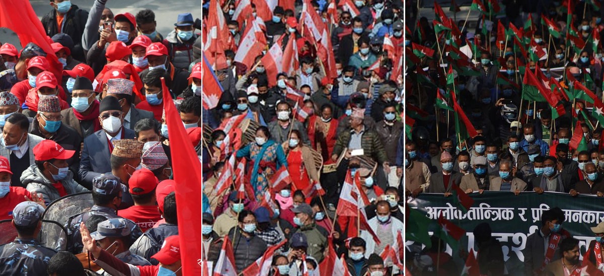 संयुक्त आन्दोलनमा जान तीन दलबीच एकअर्कालाई ‘कन्भिन्स’ गर्ने प्रयास