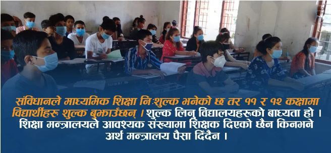कक्षा ११ र १२ : संविधान र ऐनमा निःशुल्क, विद्यालयमा टन्न शुल्क