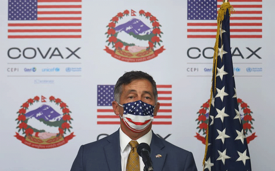 अमेरिकी राजदूतले भने– राजनीतिक लाभका लागि हामी खोपको व्यापार गर्ने छैनौं