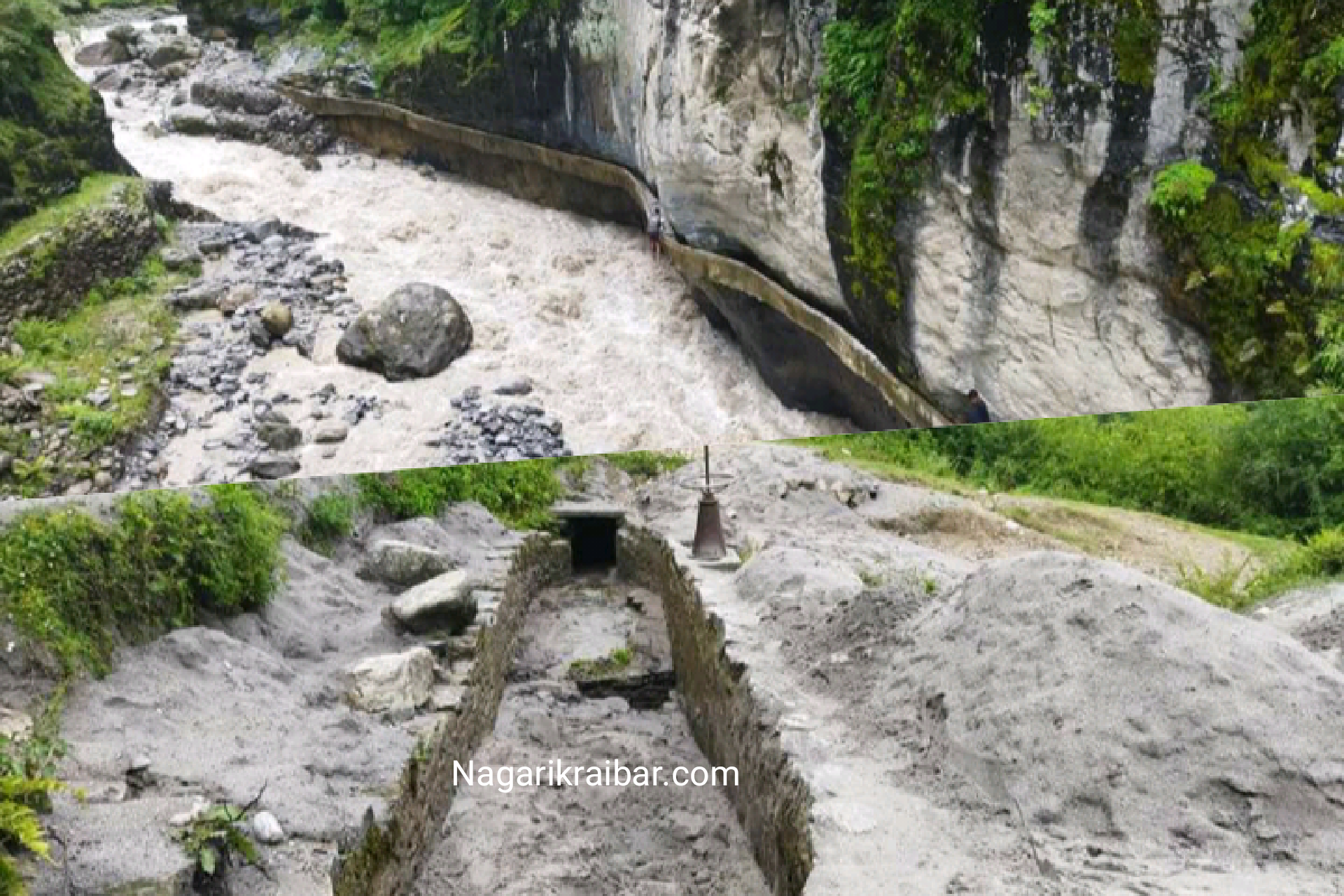 बाढीले नहरमा ढुंगामुढा पुरेपछि मार्तडीमा विद्युत सेवा अवरुद्ध