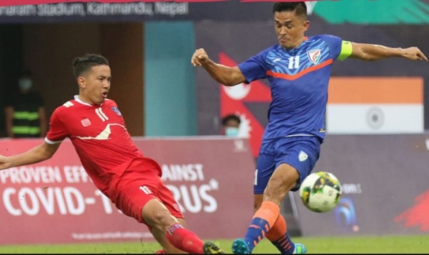 मैत्रीपूर्ण फुटबलको पहिलो खेलमा नेपाल र भारतले बराबरी खेले
