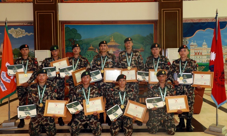 नेपाली सेनालाई पहिलाे प्रयासमै स्वर्ण पदक