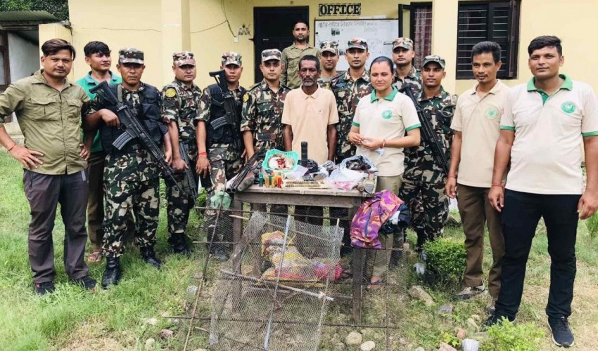 बर्दिया राष्ट्रिय निकुञ्जबाट शिकारी पक्राउ