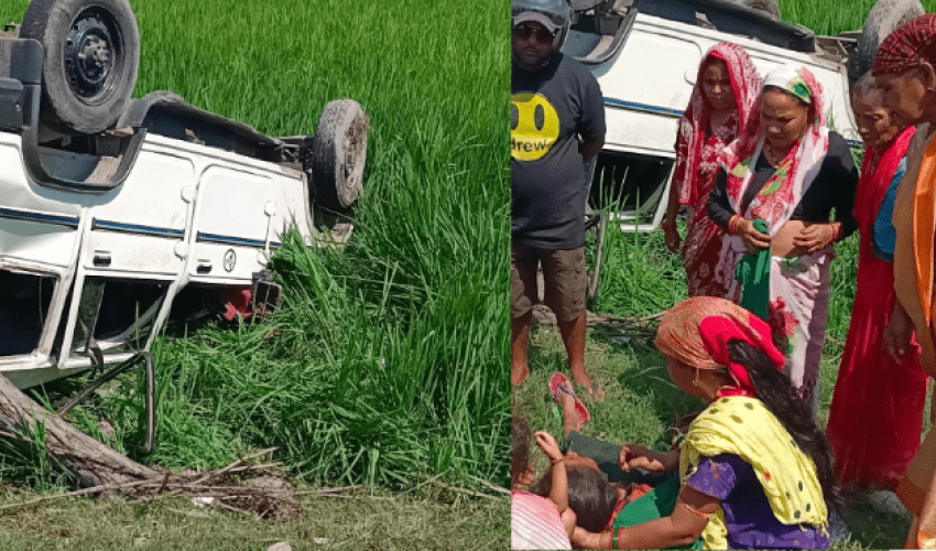 वनबासामा जीप दुर्घटना, १० जना नेपाली घाइते, चालक भागे