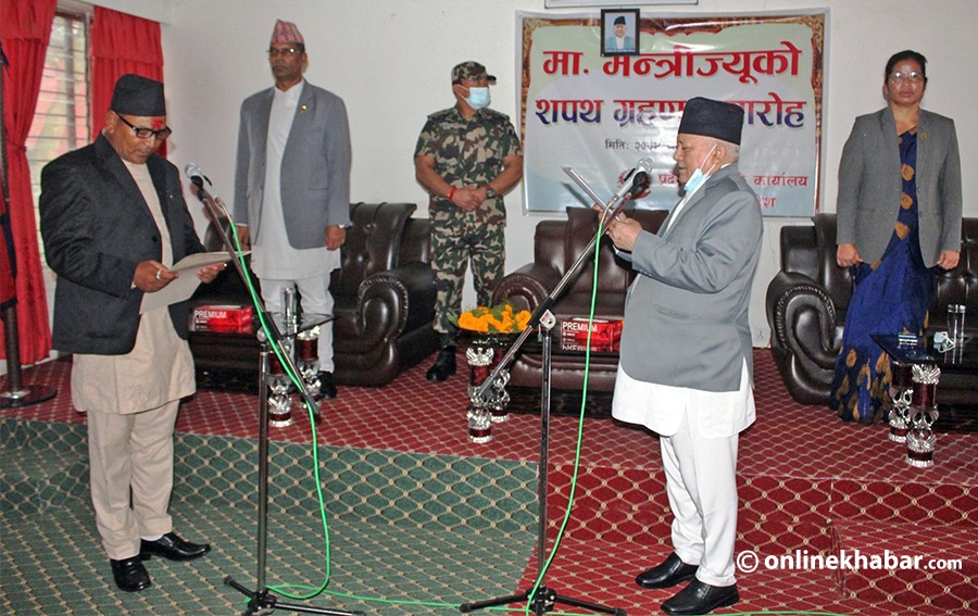 अदालतको आदेश लत्याउँदै कर्णालीको पर्यटन मन्त्री शाहीको सपथग्रहण