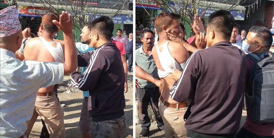 गाडीमा ढुंगा हान्ने बन्दकर्ता स्थानीयबाट कुटिए