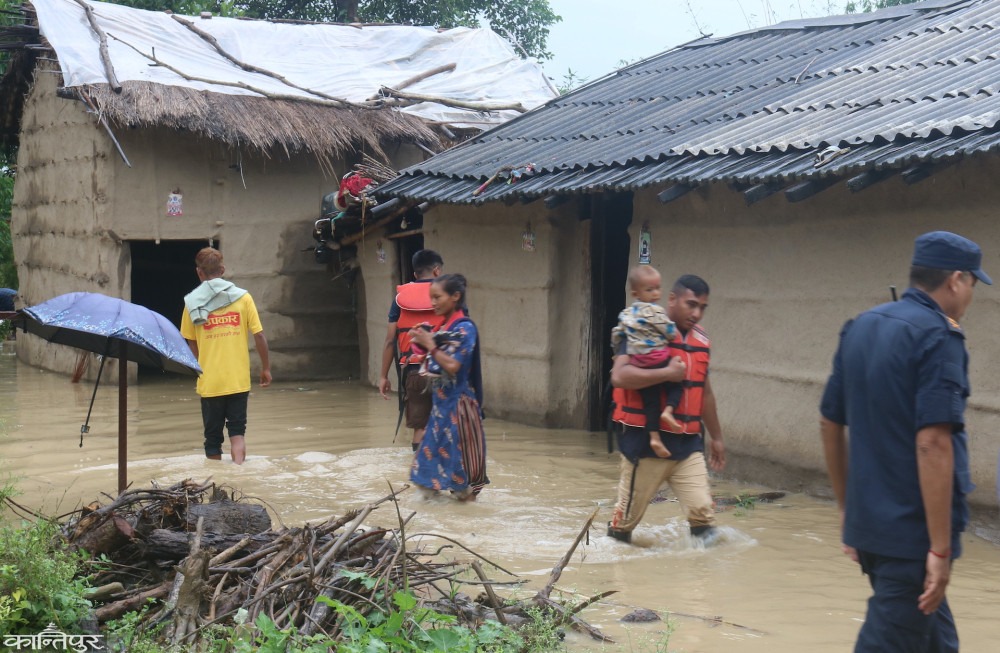 बर्दियाको सदरमुकाममा बाढी पस्यो, ५० बढी घर विस्थापित