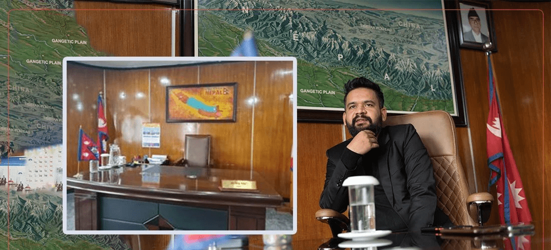 बालेन भारतमा, कार्यकक्षमा ग्रेटर नेपालको नक्सा