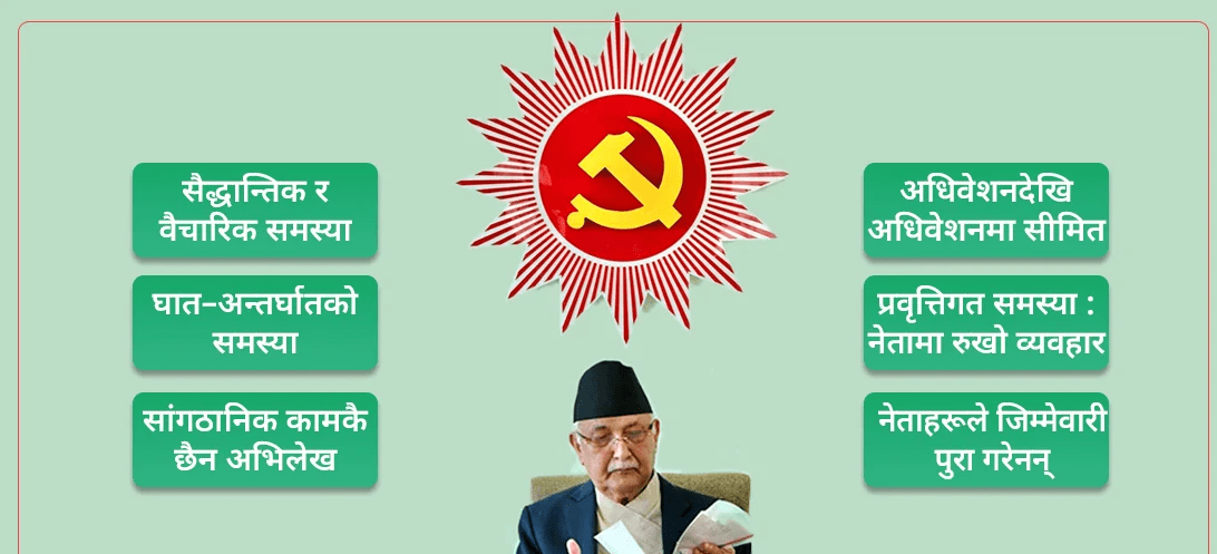 एमालेले देखेको पार्टीभित्रका समस्या र चुनौती : संगठनात्मक अराजकतादेखि दोहोरो जिम्मेवारीसम्म !